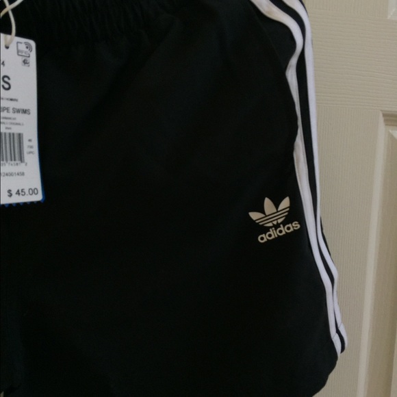 ADIDAS ORIGINALS 3-Stripes Swim Trunks Black - Picture 11 of 16
